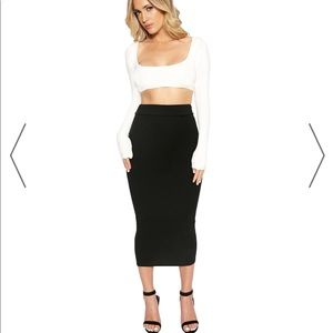 Black hourglass midi skirt